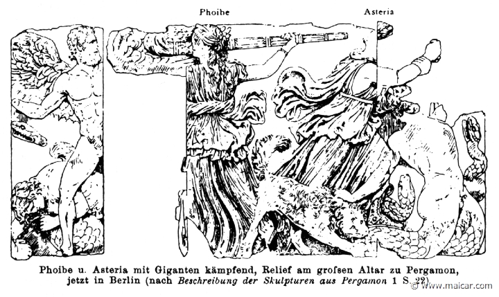 RIII.2-2398.jpg - RIII.2-2398: Phoebe and Asteria fighting the Giants. Wilhelm Heinrich Roscher (Göttingen, 1845- Dresden, 1923), Ausfürliches Lexikon der griechisches und römisches Mythologie, 1884.